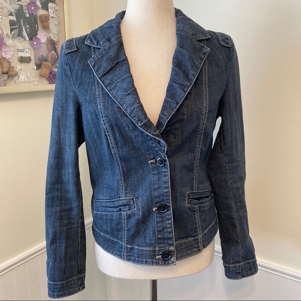 CABI "Lucy" Fitted Jean Jacket Blue Sz S #860 EUC